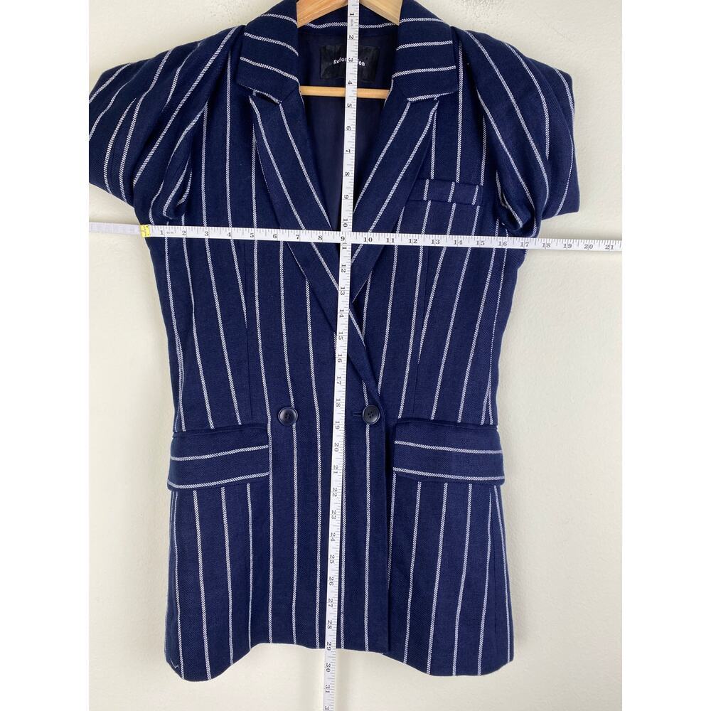 Reformation Verano 100% Linen Pinstripe Double Breasted Blazer XS - Picture 13 of 13